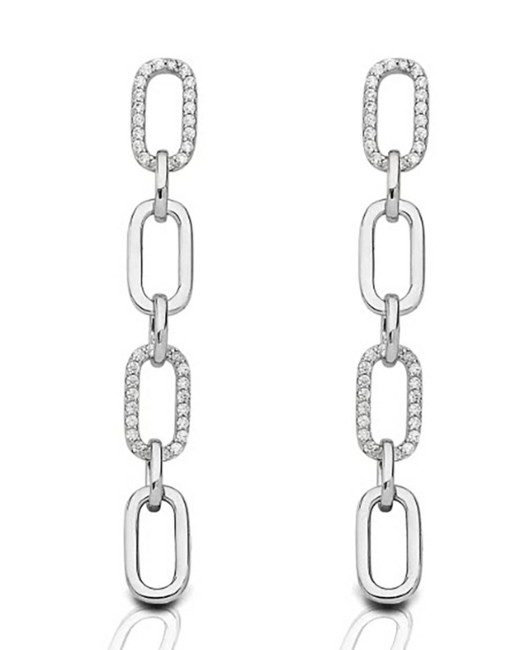 NEW KELLY HERD JEWELRY women's 4-link paper clip earrings in silver/clear